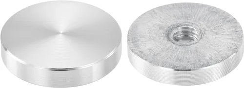 Vista 17 de uxcell M6 Rosca 0.787 in de diámetro de forma redonda de aluminio disco hardware 1pcs, aluminio círculo disco vidrio adaptador superior para mesa