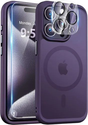 Vista 21 de BossKiss Funda compatible con iPhone 15 Pro, compatible con MagSafe, pantalla y protector de cámara, magnética, translúcida, mate, para mujeres