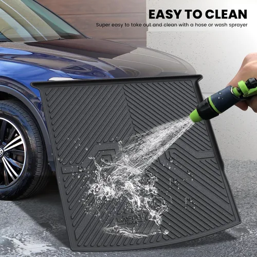 Vista 6 de LASFIT - Tapete de carga 3D para maletero de Volkswagen VW2018-2024 (ajuste 5 asientos), protección para todo tipo de clima, tapete de TPE de alta