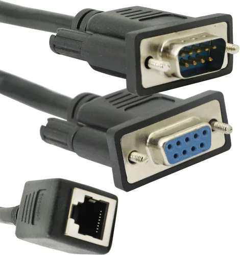 Vista 2 de DB9 RS232 a RJ45 Extensor DB9 9-Pin Serial Port Hembra y Macho a RJ45 2 cables