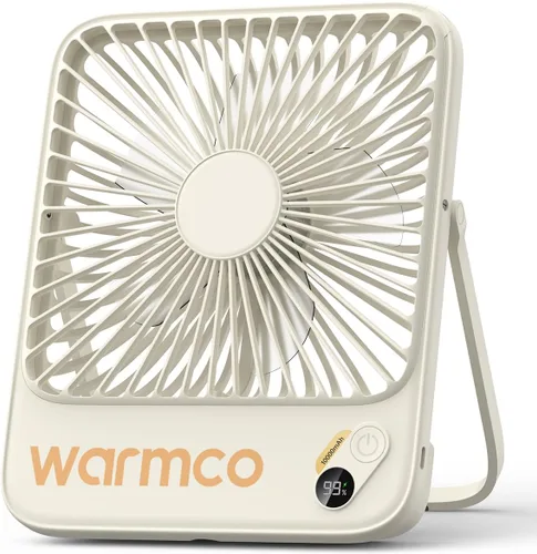 Vista 11 de Warmco - Ventilador de viaje portátil de 10000 mAh de 7 pulgadas, hasta 24 horas de funcionamiento, ultra delgado, silencioso y recargable