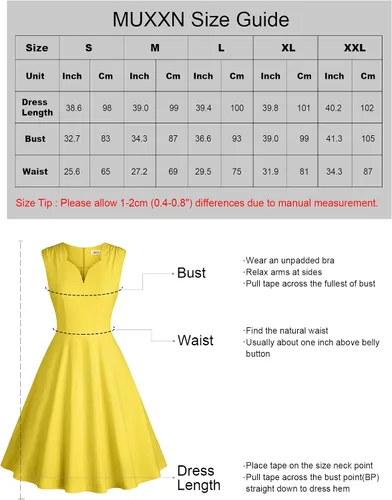 Vista 6 de MUXXN Women's 1960s Vintage Pleated Rockabilly Cocktail A Line Swing Dresses