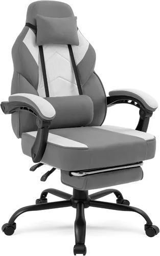 Vista 17 de Gaming Chair with Footrest Fabric Gaming Chair for Adults with Massage Lumbar Support, High Back Ergonomic Computer Chair, Pocket Spring Cushion