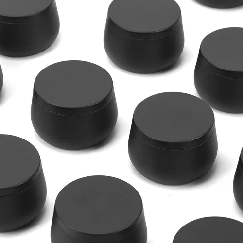 Vista 2 de Latas de velas de 8 onzas con tapas, tarros de velas negras, latas de velas a granel para hacer velas, tarros de fabricación de velas