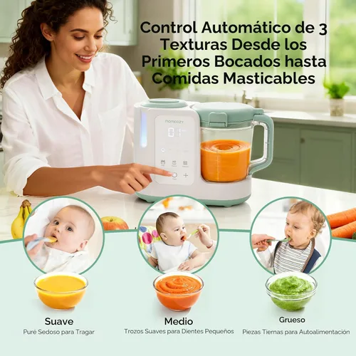 Vista 4 de Momcozy AutoMeal Procesador de Alimentos para Bebés – Procesador de Alimentos de Vapor y Mezcla Automática de Un Solo Paso, Taza Grande de 15 oz