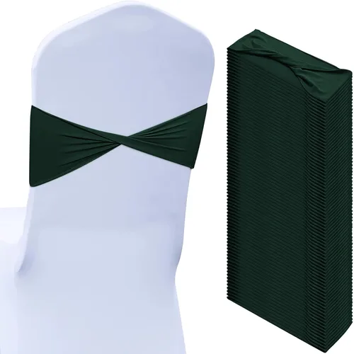 Vista 13 de Kinlop 50 Piezas Bandas de Spandex para Sillas Lazos Bandas para Sillas Bandas Deslizantes para Fundas Bandas Elásticas Lazos Sin Hebilla Azul