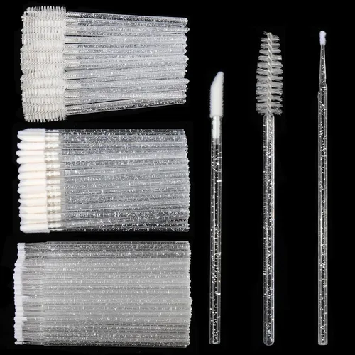 Vista 28 de Kit de suministros para extensión de pestañas de 300 piezas, cepillos desechables para pestañas, micro hisopos, varitas para máscara, cepillos