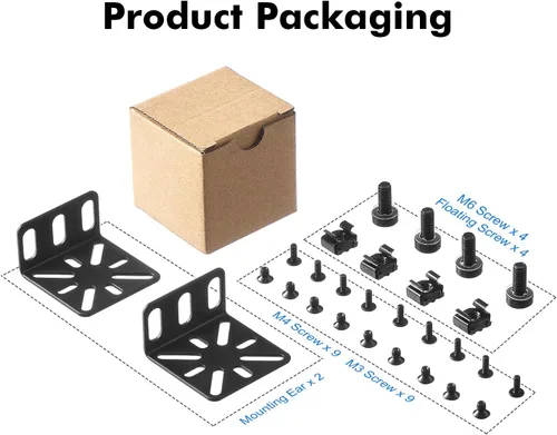 Vista 4 de MokerLink Kit de montaje en rack para interruptores de 17.3 pulgadas de ancho, distancia de orificio ajustable, kit universal, compatible