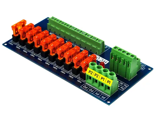 Vista 3 de Placa de módulo de fusible de distribución de energía de 10 posiciones para montaje de tornillo, para 5 a 32V