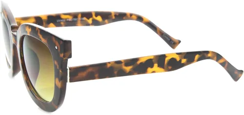 Vista 3 de zeroUV Gafas de sol redondas de ojo de gato con borde de mariposa de gran tamaño para mujer, 2.638 in