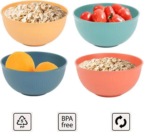 Vista 8 de LRUUIDDE Tazones Irrompibles para Cereales de 24 oz - Juego de Tazones Ligeros Reutilizables de Fibra de Paja de Trigo - Seguros para Lavavajillas