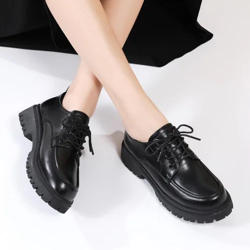 Vista 7 de Zapatos Oxford para mujer, zapatos de charol para mujer, plataforma Oxford, brillante, con cordones, punta redonda gruesa, antideslizante