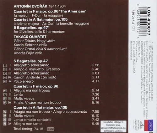 Vista 2 de Dvorak String Quartets, 5 Bagatelles