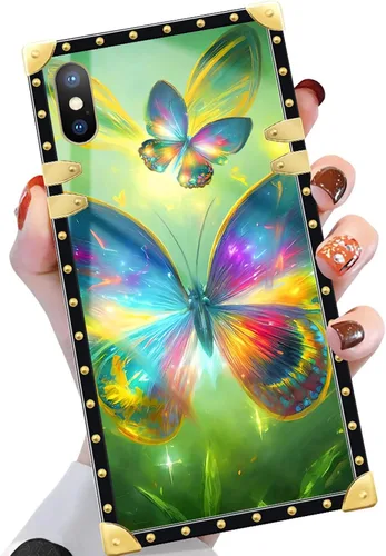 Vista 46 de Funda compatible con iPhone X/Xs, TPU suave de lujo y parte trasera de policarbonato duro para niñas y mujeres, funda protectora a prueba de golpes