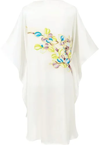Vista 4 de Pijama de seda 100% para mujer, batas de baño de seda para mujer, batas de kimono de seda, batas de baño con mangas de muñeca, estampado floral