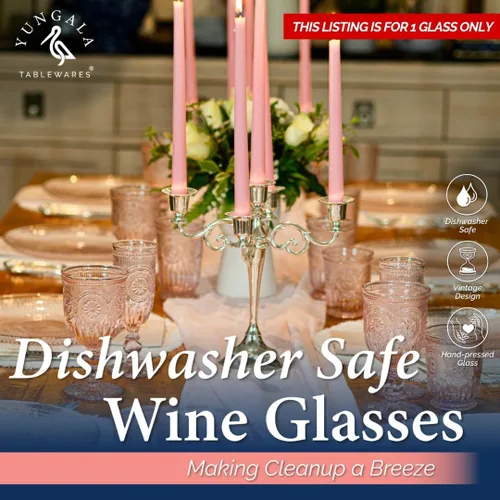 Vista 2 de Copa de vino rosa para reemplazo/piezas de repuesto de Yungala Pink Glassware Este listado es solo para 1 vaso