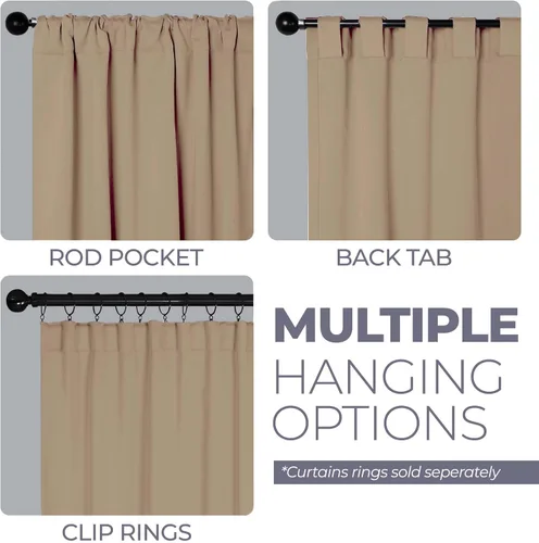 Vista 58 de BLUENILEMILLS Paneles de cortinas opacas para oscurecer la habitación con bolsillo para barra/pestañas traseras, cortinas perfectas para ventanas