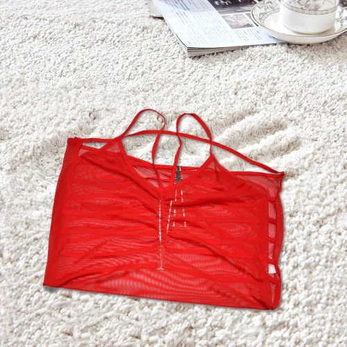 Vista 6 de Joer - Juego de lencería, ropa interior con encaje para mujer, cuello en V, babydoll con hilo
