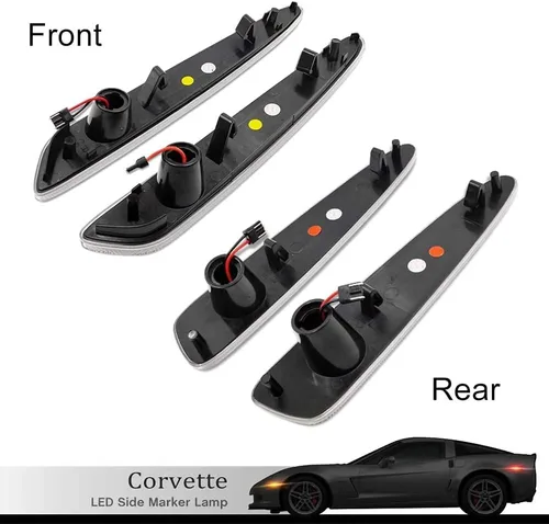 Vista 3 de 4 piezas de lentes transparentes ámbar/rojas delanteras traseras LED Kits de luces laterales para Chevy Corvette C6 2005 2006 2007 2008 2009 2010