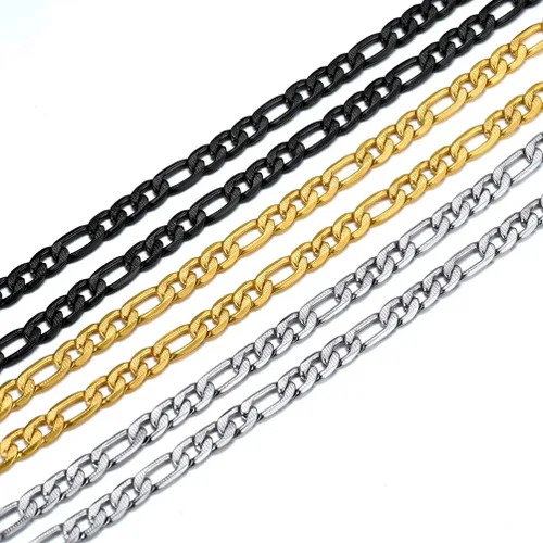 Vista 8 de PROSTEEL 316L Stainless Steel Figaro Chain Necklace for MenWomen, Black18K Real Gold Plated, 4mm to 13mm, 14inch to 30inch, Come Gift Box