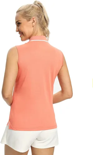 Vista 4 de Camisetas tipo polo para mujer, sin mangas, para golf, tenis, UPF 50+, ligeras