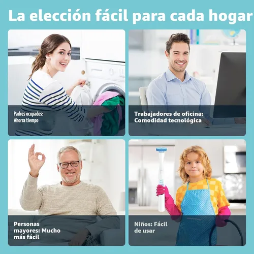 Vista 8 de AIR U+ Cepillo de inodoro eléctrico manos libres para personas mayores y hogares ocupados, no se dobla, limpia sin esfuerzo con cabezales