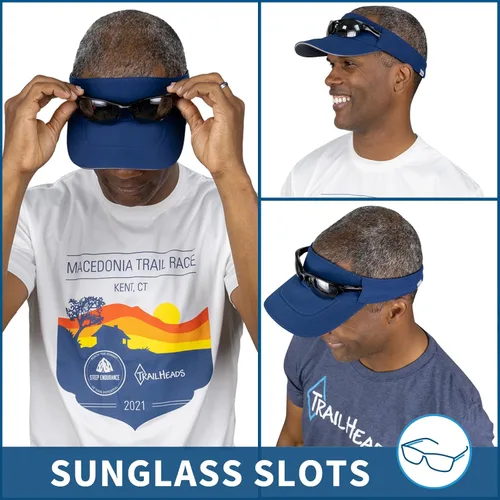 Vista 2 de TrailHeads Sombrero con visera solar para hombre, viseras de golf recicladas para hombre, visera de correr para tenis, deportes, entrenamientos