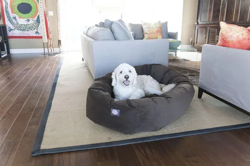 Vista 9 de Majestic Pet Cama para Perros de 52 Pulgadas de Ante Calmante Lavable 52x35x11 (Pulgadas) – Acogedora Cama Redonda para Perros con Forma de Dona