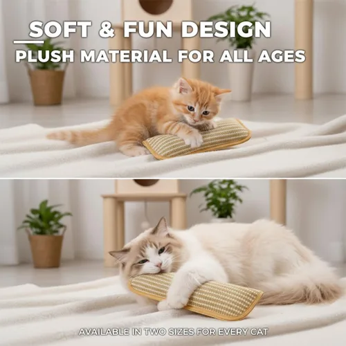 Vista 4 de Juguete interactivo masticable con hierba gatera, almohada para gatos de interior, almohada de sisal de 10/13 pulgadas, resistente a arañazos