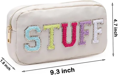 Vista 2 de YogoRun Bolsa de maquillaje de viaje para cosméticos, bolsa de maquillaje para mujereshombres, Beige-Stuff, Moda
