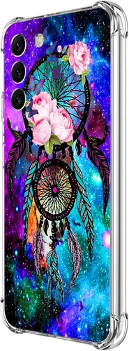 Vista 30 de Funda para Galaxy S23 FE, protección contra caídas de flores de mariposa azul, a prueba de golpes, carcasa protectora de cuerpo completo resistente
