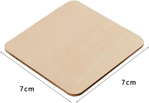 Vista 2 de 40 piezas cuadradas de madera sin terminar de 2.7 x 2.7 pulgadas, pequeños cuadrados de madera en blanco, posavasos de madera simples con recortes