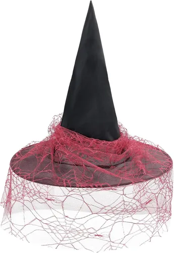 Vista 43 de Zando Sombreros de bruja de encaje para mujer, accesorios de disfraz de Halloween, accesorios de disfraz de bruja plegables para colgar