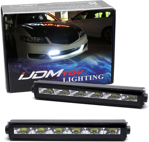 Vista 10 de iJDMTOY Barra de luz diurna LED de alta potencia (DRL) con lentes amarillas, ajuste universal, 7 pulgadas, 3000 K, con soportes, cableados