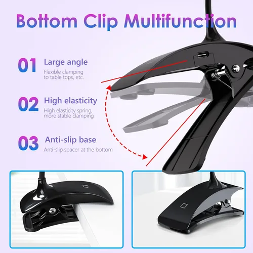 Vista 7 de AORAEM Lámparas LED de uñas de 3 W, lámpara flexible de cuello de cisne de secado rápido + lámpara de uñas recargable de cuello de cisne luz UV