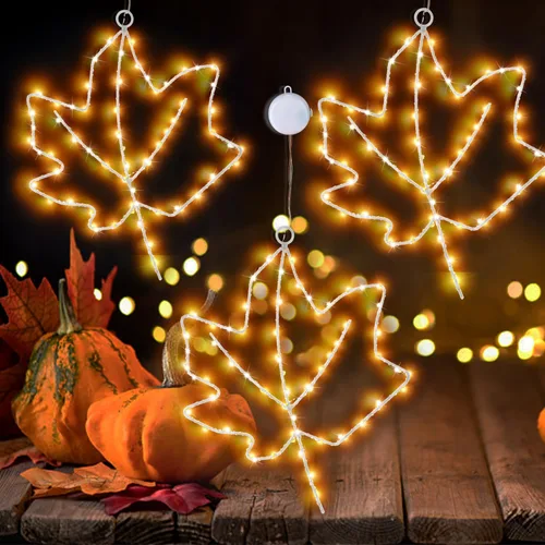 Vista 9 de Decoraciones de Navidad con luces, pack de 3 luces blancas de copo de nieve para ventana, luces de Navidad colgantes, funciona con pilas, decoración