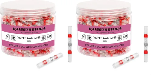 Vista 23 de haisstronica 50 conectores de alambre con sello de soldadura, impermeables, termorretráctiles, terminales para embarcaciones, electricidad