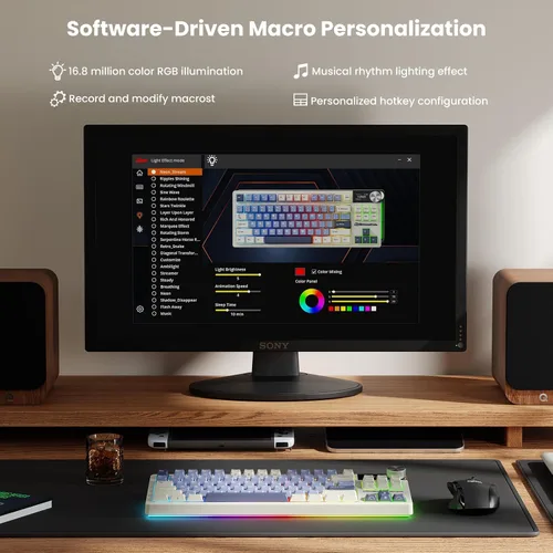 Vista 7 de RK ROYAL KLUDGE Teclado mecánico inalámbrico S85 con pantalla y perilla, teclado macro programable personalizado intercambiable en caliente TKL