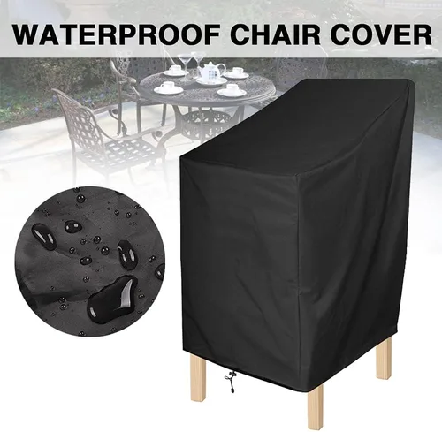 Vista 8 de ANMINY - Fundas impermeables para sillas de patio, color negro, Negro