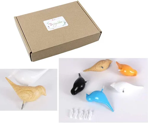 Vista 3 de DesignSter Ganchos de resina para abrigos de pájaros, creativos montados en la pared, decoración de arte, sombrero, toallero, colgador, regalo