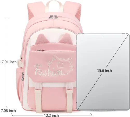 Vista 5 de GeeWin Mochila escolar para niñas, estudiantes, mochila para exteriores, Rosado, Mochilas Daypack