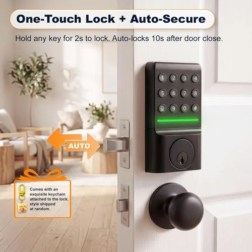 Vista 9 de SEPOX® Keyless Entry Deadbolt, Offline Smart Keypad Doorlock, LED Indicator