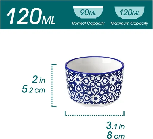 Vista 2 de vancasso Selene - Juego de 6 mini ramequines de cerámica de 4 onzas, tazas para hornear aptas para horno para crème brûlée, soufflés, postres