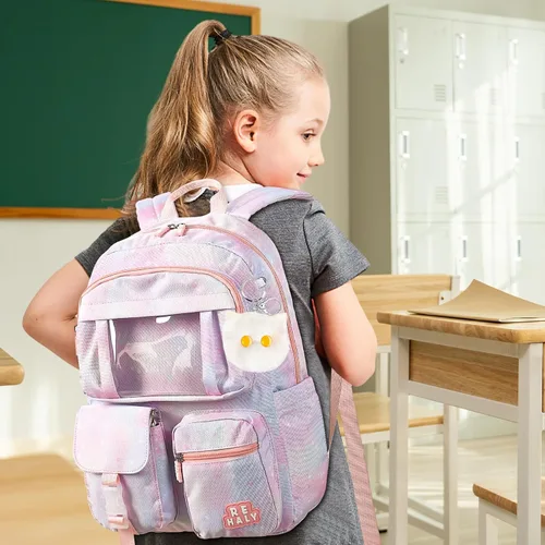 Vista 6 de REHALY Mochilas infantiles para niñas, lindas mochilas escolares para niños para escuela primaria, escuela primaria, mochila escolar de teñido