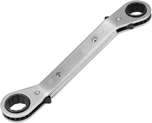 Vista 14 de uxcell Llave de trinquete reversible, extremo de caja doble de desplazamiento de 0.236 in x 0.276 in, Cr-V