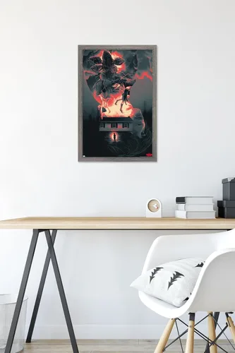Vista 6 de Trends International Netflix Stranger Things - Póster de pared de siluetas, 22.4 pulgadas de largo x 14.7 pulgadas, versión enmarcada en madera