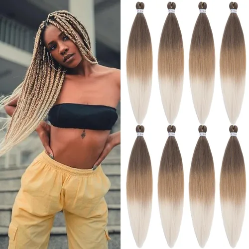 Vista 21 de Pelo trenzado corto 1B negro preestirado Extensiones de pelo trenzado para niños para trenzas de caja sin nudos, pelo trenzado preestirado de 16