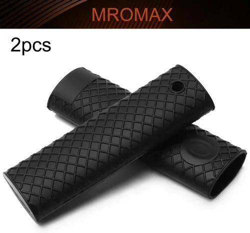 Vista 4 de MroMax Soporte de silicona con asa caliente de 6.1 pulgadas, agarradera antideslizante resistente al calor, para ollas de hierro fundido, woks Negro