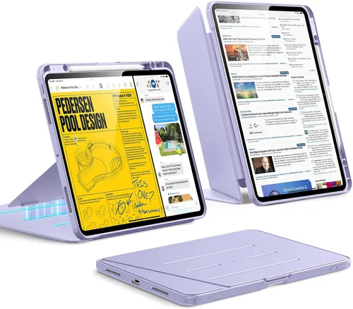 Vista 22 de ESR - Funda para iPad Air de 11 pulgadas M3/M2 (2025/2024), iPad Air de 5ª/4ª generación (2022/2020), funda con soporte vertical, múltiples ángulos