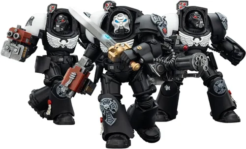 Vista 31 de JOYTOY Black Templars Warhammer 40k 1/18 Figura de acción Black Templars Terminator 1 con espada de poder y bolter de tormenta, regalos